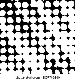 Abstract grunge grid stripe halftone background pattern. Black and white line vector illustration

