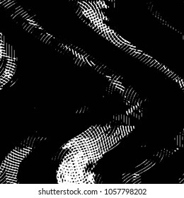 Abstract grunge grid stripe halftone background pattern. Black and white line vector illustration

