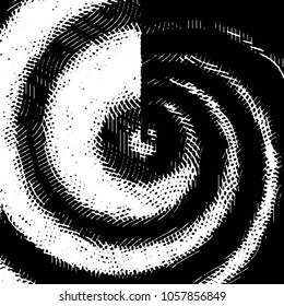 Abstract grunge grid stripe halftone background pattern. Black and white line vector illustration
