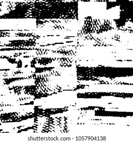 Abstract grunge grid stripe halftone background pattern. Black and white line vector illustration
