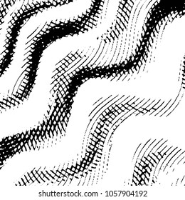 Abstract grunge grid stripe halftone background pattern. Black and white line vector illustration
