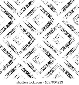 Abstract grunge grid stripe halftone background pattern. Black and white line vector illustration
