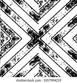 Abstract grunge grid stripe halftone background pattern. Black and white line vector illustration
