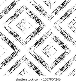 Abstract grunge grid stripe halftone background pattern. Black and white line vector illustration
