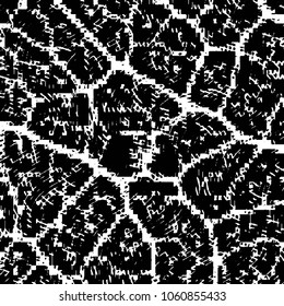 Abstract grunge grid stripe halftone background pattern. Black and white line vector illustration
