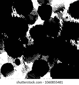 Abstract grunge grid stripe halftone background pattern. Black and white line vector illustration
