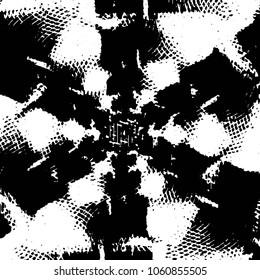 Abstract grunge grid stripe halftone background pattern. Black and white line vector illustration
