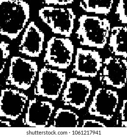 Abstract grunge grid stripe halftone background pattern. Black and white line vector illustration
