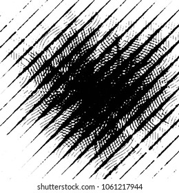 Abstract grunge grid stripe halftone background pattern. Black and white line vector illustration
