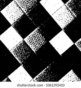 Abstract grunge grid stripe halftone background pattern. Black and white line vector illustration
