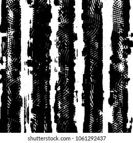 Abstract grunge grid stripe halftone background pattern. Black and white line vector illustration
