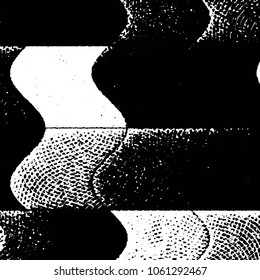 Abstract grunge grid stripe halftone background pattern. Black and white line vector illustration
