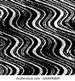 Abstract grunge grid stripe halftone background pattern. Black and white line vector illustration
