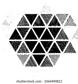 Abstract grunge grid stripe halftone background pattern. Black and white line vector illustration
