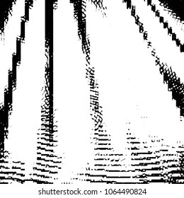 Abstract grunge grid stripe halftone background pattern. Black and white line vector illustration
