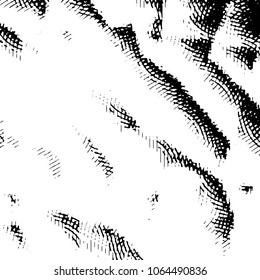 Abstract grunge grid stripe halftone background pattern. Black and white line vector illustration
