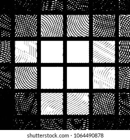 Abstract grunge grid stripe halftone background pattern. Black and white line vector illustration
