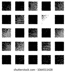 Abstract grunge grid stripe halftone background pattern. Black and white line vector illustration
