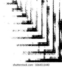 Abstract grunge grid stripe halftone background pattern. Black and white line vector illustration
