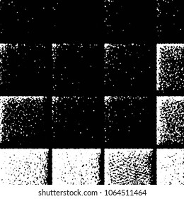 Abstract grunge grid stripe halftone background pattern. Black and white line vector illustration
