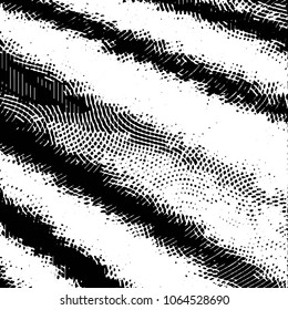 Abstract grunge grid stripe halftone background pattern. Black and white line vector illustration
