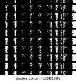 Abstract grunge grid stripe halftone background pattern. Black and white line vector illustration

