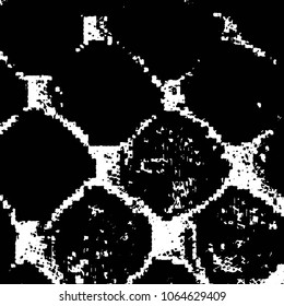 Abstract grunge grid stripe halftone background pattern. Black and white line vector illustration
