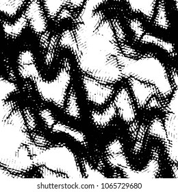 Abstract grunge grid stripe halftone background pattern. Black and white line vector illustration
