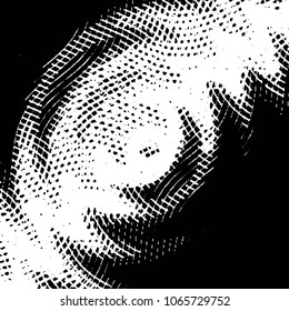 Abstract grunge grid stripe halftone background pattern. Black and white line vector illustration
