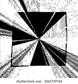 Abstract grunge grid stripe halftone background pattern. Black and white line vector illustration
