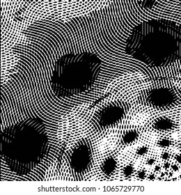 Abstract grunge grid stripe halftone background pattern. Black and white line vector illustration
