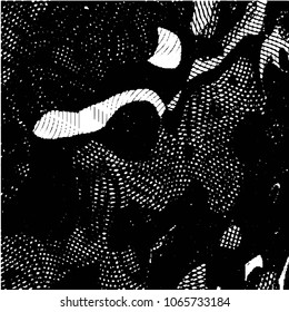 Abstract grunge grid stripe halftone background pattern. Black and white line vector illustration
