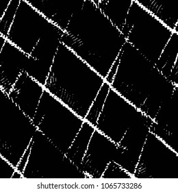 Abstract grunge grid stripe halftone background pattern. Black and white line vector illustration
