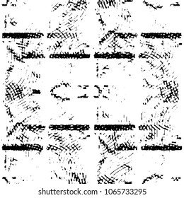 Abstract grunge grid stripe halftone background pattern. Black and white line vector illustration

