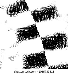 Abstract grunge grid stripe halftone background pattern. Black and white line vector illustration

