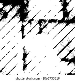 Abstract grunge grid stripe halftone background pattern. Black and white line vector illustration
