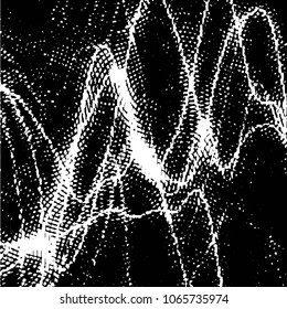 Abstract grunge grid stripe halftone background pattern. Black and white line vector illustration
