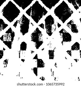 Abstract grunge grid stripe halftone background pattern. Black and white line vector illustration

