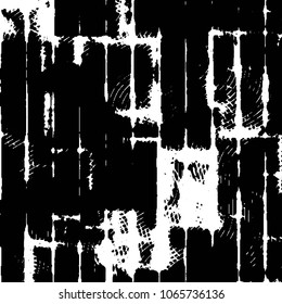 Abstract grunge grid stripe halftone background pattern. Black and white line vector illustration
