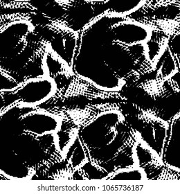 Abstract grunge grid stripe halftone background pattern. Black and white line vector illustration

