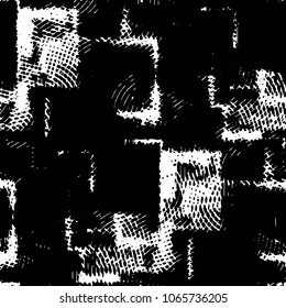 Abstract grunge grid stripe halftone background pattern. Black and white line vector illustration
