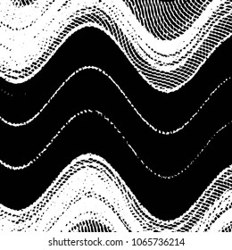 Abstract grunge grid stripe halftone background pattern. Black and white line vector illustration
