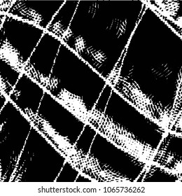 Abstract grunge grid stripe halftone background pattern. Black and white line vector illustration

