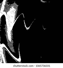Abstract grunge grid stripe halftone background pattern. Black and white line vector illustration
