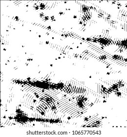 Abstract grunge grid stripe halftone background pattern. Black and white line vector illustration
