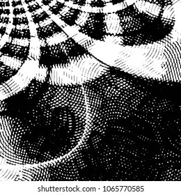 Abstract grunge grid stripe halftone background pattern. Black and white line vector illustration
