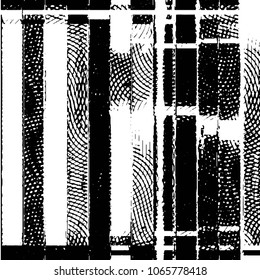Abstract grunge grid stripe halftone background pattern. Black and white line vector illustration
