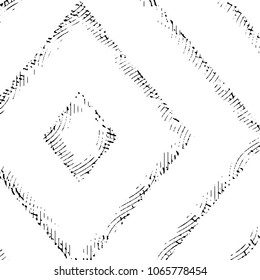 Abstract grunge grid stripe halftone background pattern. Black and white line vector illustration

