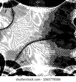Abstract grunge grid stripe halftone background pattern. Black and white line vector illustration
