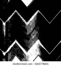 Abstract grunge grid stripe halftone background pattern. Black and white line vector illustration
